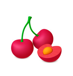 Cherry 3d Elements Isolated Cherries Render