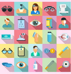 Eye Examination Icons Set Flat Style