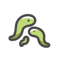 Leeches Green Set Icon Cartoon