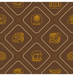 Seamless Pattern With Glyphs Of The Mayan Writing