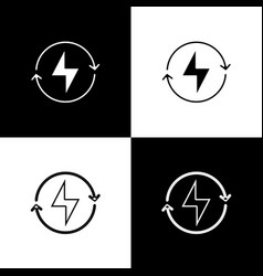 Set Lightning Bolt Icon Isolated On Black