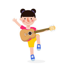 Cute Kid Jumping Playing Guitar Happy Children