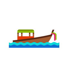 Thai Boat Floating On Waves Icon