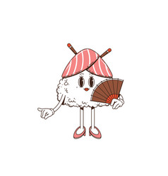 Cartoon Retro Groovy Triangle Sushi Character