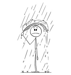 Person In Rain Hiding Under Leaf Cartoon Stick