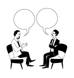 Two Men Are Talking Black Outline Image