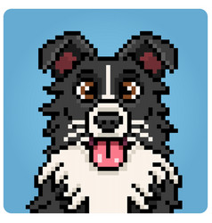 Pixel 8 Bit Dog Head Animal Portrait For Game