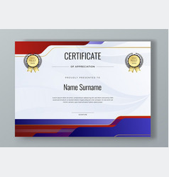 Red And Blue Award Certificate Template Fancy