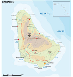 Road Map Of The Lesser Antilles Island Of Barbados