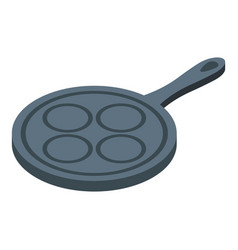 Round Hot Pan Icon Isometric Gourmet