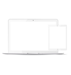 White Laptop Tablet Pc Mockup Set Mobile Devices