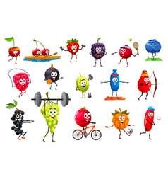 Cartoon Funny Sportsman Fruits Characters