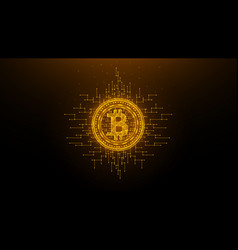 Golden Bitcoin Polygonal On A Dark Background