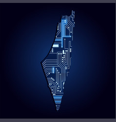 Map Of Palestine State With Electronic Circuit