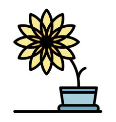 Big Flower Pot Icon Color Outline