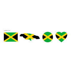 Jamaica Flag In Different Shapes Icon Set Flat