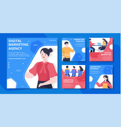 Marketing Social Media Post Template Flat Cartoon