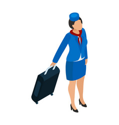 Stewardess Isometric Professions Composition