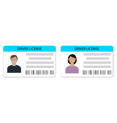 Driver License Icon Set Name Card Man And Women