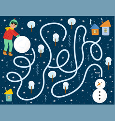 Help The Boy Build A Snowman Winter Maze Game