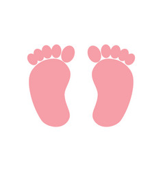 Pink Footprints Of Children Feet On A White