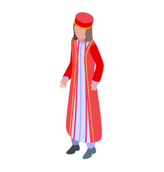 Uzbekistan Cute Woman Icon Isometric