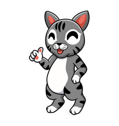 Cute Manx Cat Cartoon Giving Thumbs Up