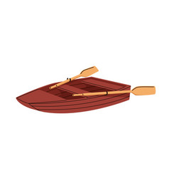 Wooden Rowing Boat With Wood Paddles Water Vessel