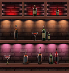 Wooden Shelves With Alcohol