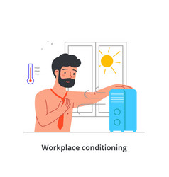 Man Works In Heat Concept