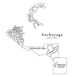 Modern City Map - Anchorage Alaska City