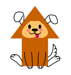 Cartoon Dog Animal Character With Math Shape