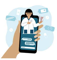 Online Doctor Consultation Via Smartphone Concept