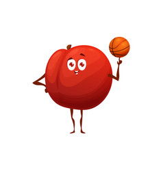 Peach Fruit With Basketball Ball Cartoon Food