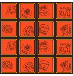 Seamless Pattern With Glyphs Of The Mayan Writing