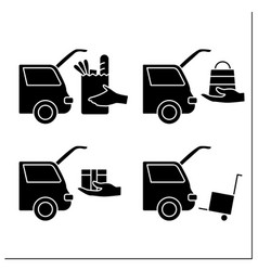 Curbside Pickup Glyph Icons Set