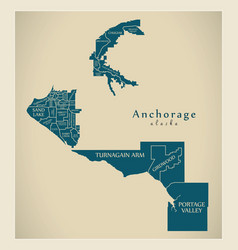 Modern City Map - Anchorage Alaska City