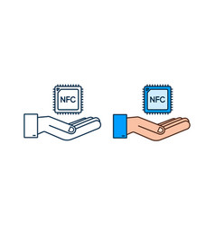 Nfc Processor Icon With Hands Chip Near