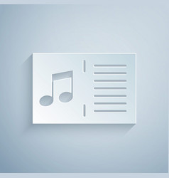 Paper Cut Music Book With Note Icon Isolated