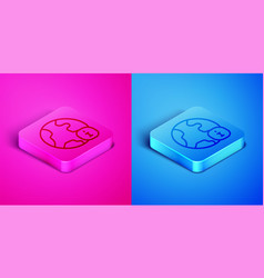 Isometric Line World News Icon Isolated On Pink