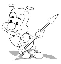 Drawing Of An Ant With A Spear In His Hand