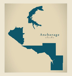 Modern City Map - Anchorage Alaska City Of The Usa