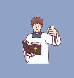 Catholic Priest Holding Bible And Reading Sermons