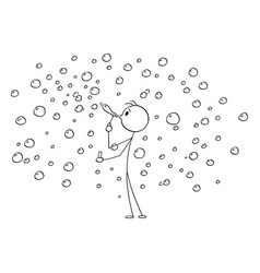 Person Blowing Soap Bubbles Cartoon Stick Figure