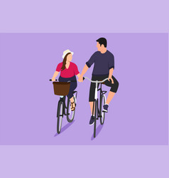 Graphic Flat Design Drawing Happy Couple Cycling