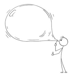 Person Blowing Big Soap Bubble Cartoon Stick