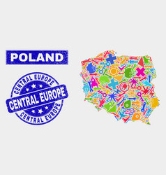 Collage Technology Poland Map And Distress Central