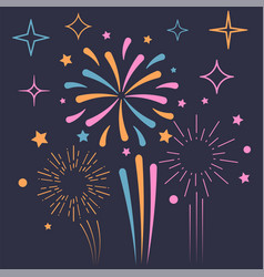 Colorful fireworks on night sky background Vector Image