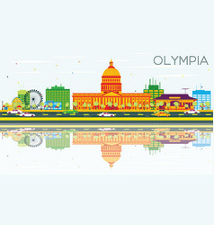 Olympia Skyline With Color Buildings