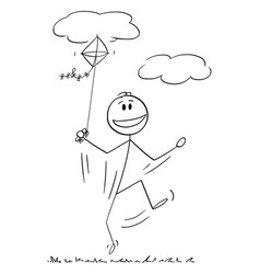 Person Flying Kite Cartoon Stick Figure